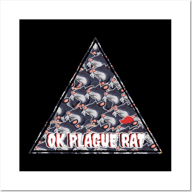 OK Plague Rat One Red Hat Crowd Design Triangle Wall Art by aaallsmiles